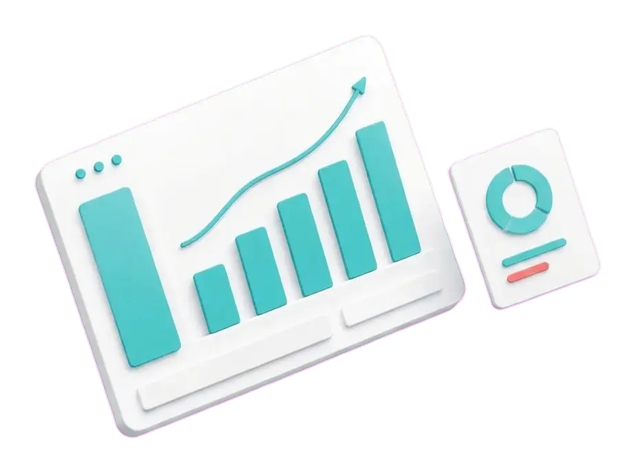 Dashboard mit Balkendiagramm und steigender Kurve als Symbol für Auswertung
